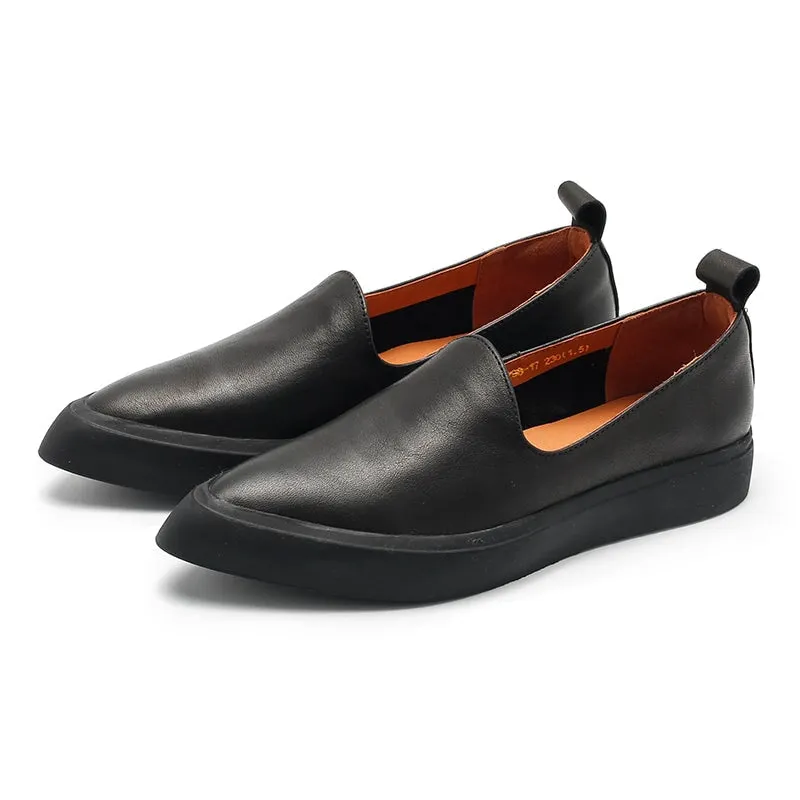 Vegetable Tanned Loafers Pointed Toe Flats Maxct