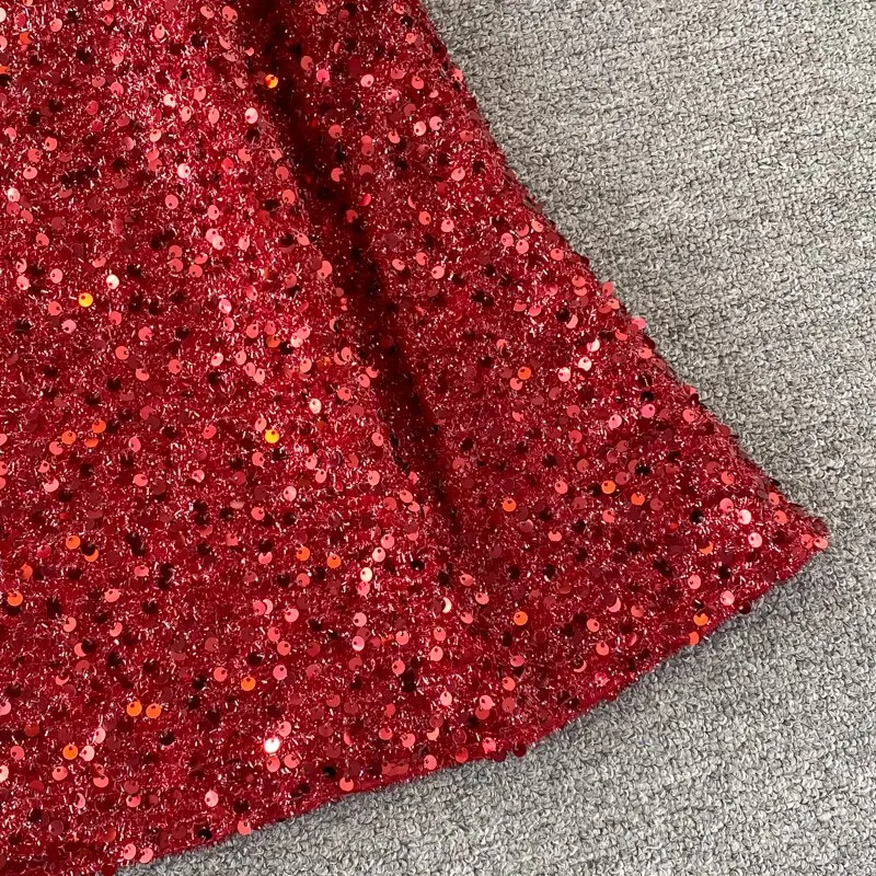 Sequins Party Maxi Dress For Women Sexy V-Neck Short Sleeve High Waist Tassel Long Robe Female Elegant Vestidos