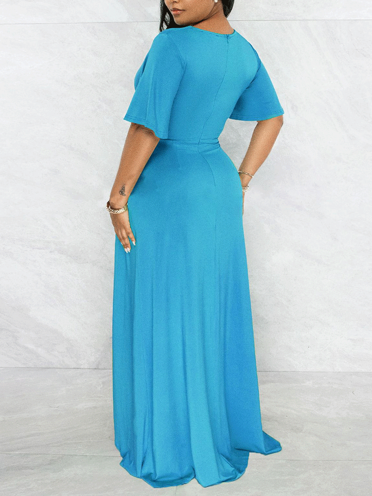 V Neck Ruffle Maxi Dress Maxct