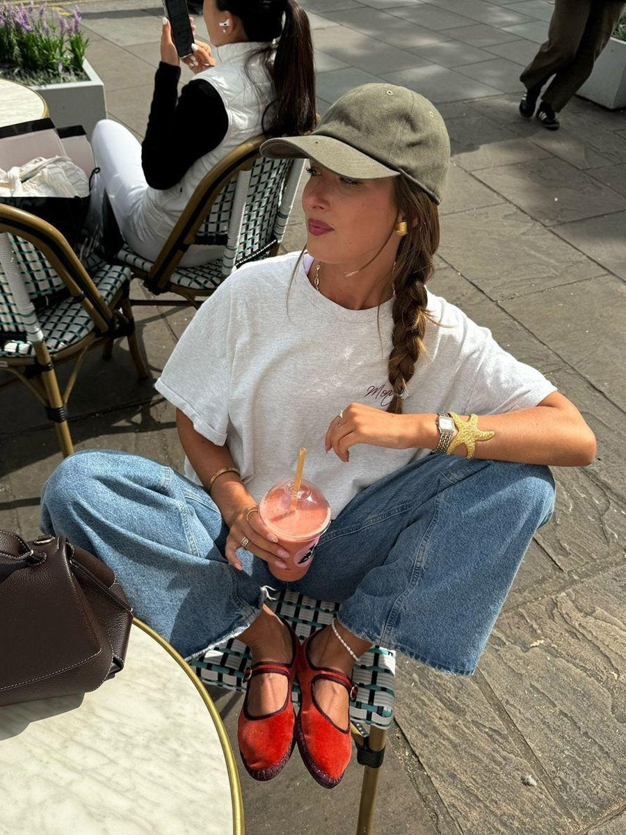 Maxct American Style Retro Fruit Cherry Print Pure Cotton Short-sleeved T-shirt Summer Women's National Fashion Oversize Hot Girl Top Fashion