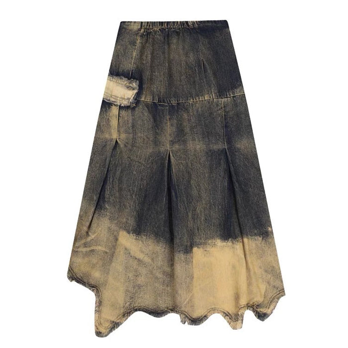 Fairy Grunge Washed Long Denim Skirt Maxct