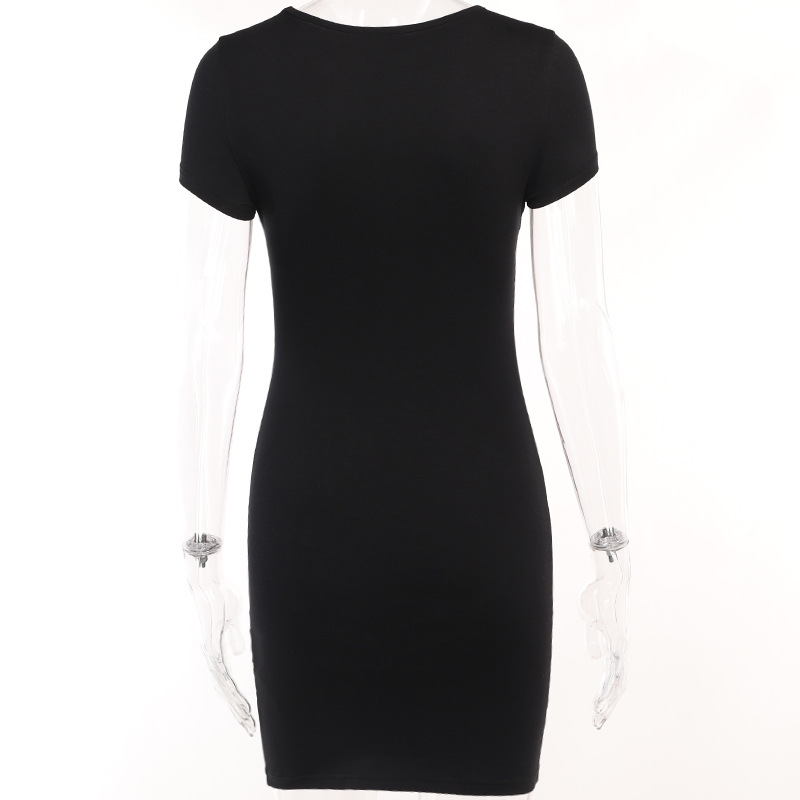 Summer Dress For Women Y2k Clothing Short Sleeve Mini Sexy Streetwear Hollow Out Black Vestido Feminino One Piece Outfits