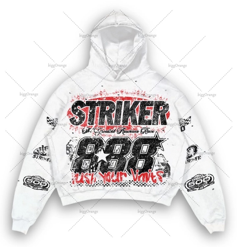 European and American High Street Fashion Brand Clothing Printed Loose Pullover Hoodie Men Street Hip-hop Oversized Sweatshirt