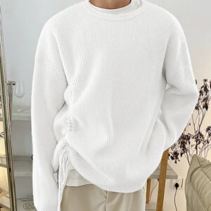Maxct - Mens Solid Drawstring Long Sleeve Sweater