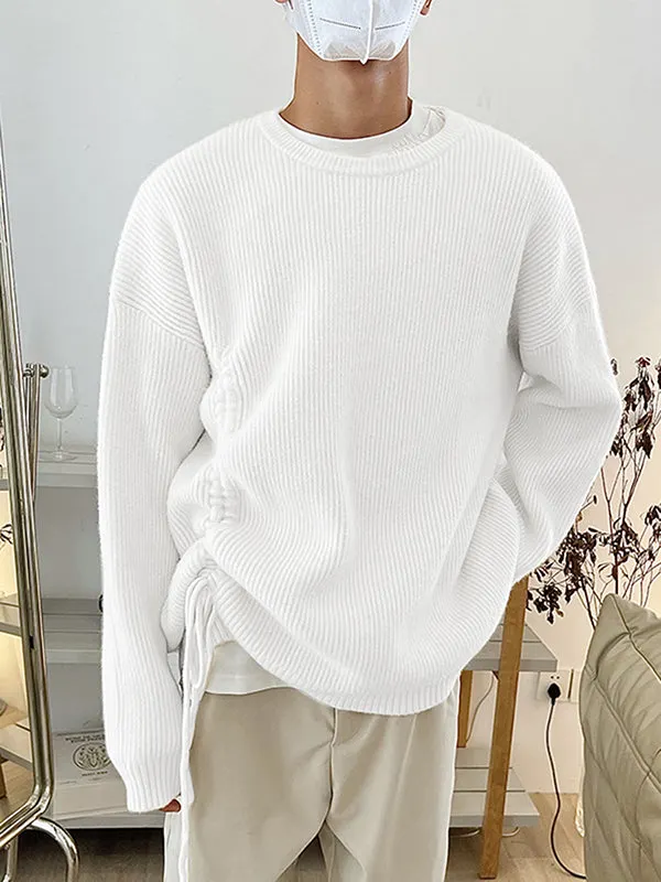 Maxct - Mens Solid Drawstring Long Sleeve Sweater