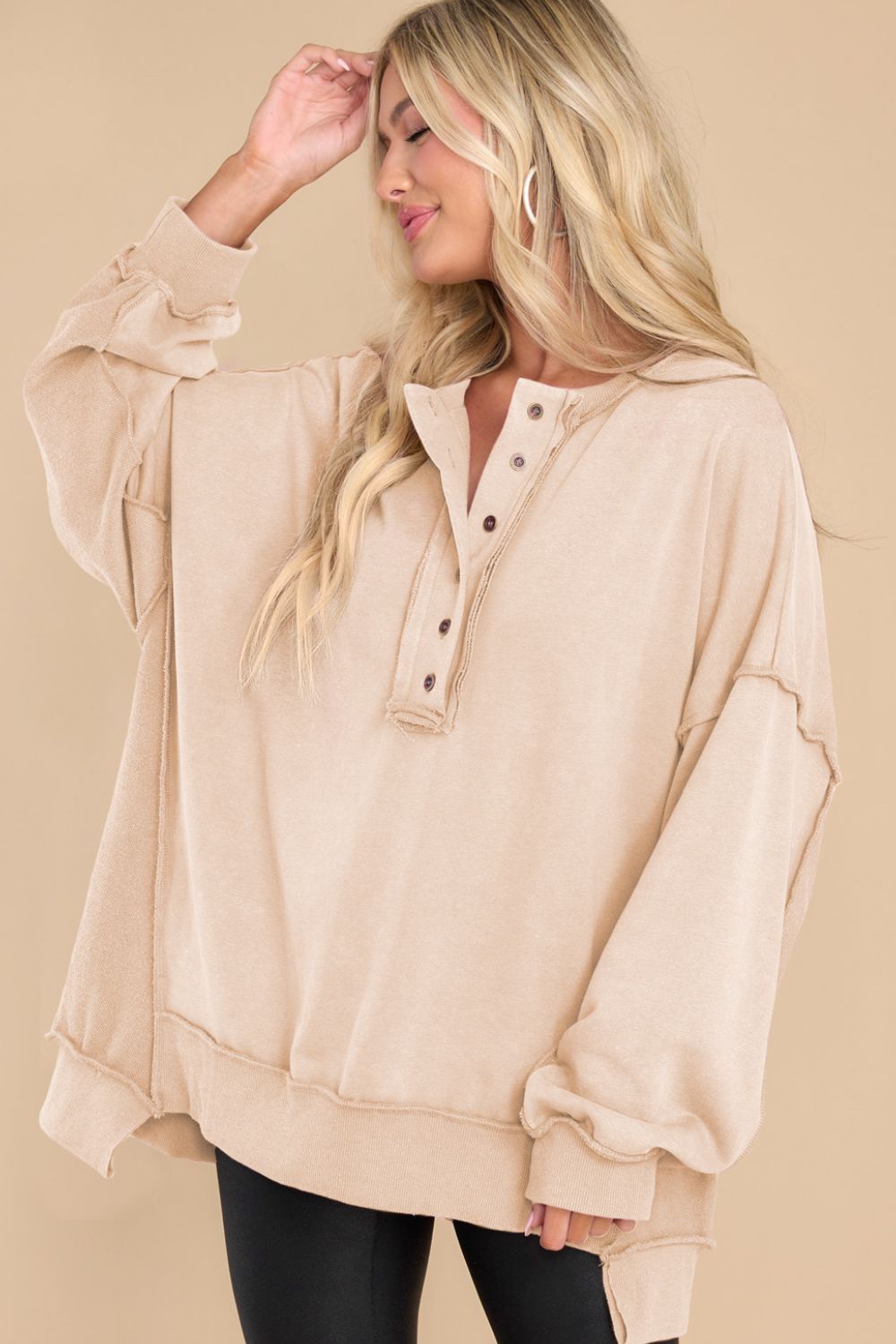 Maxct &Exposed Seam Long Sleeve Sweatshirt