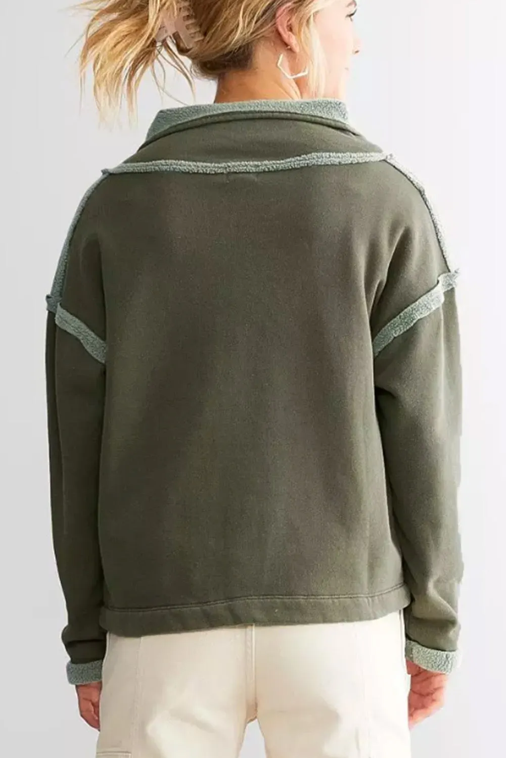 Maxct &Exposed Seam Half Snap Long Sleeve Sweatshirt