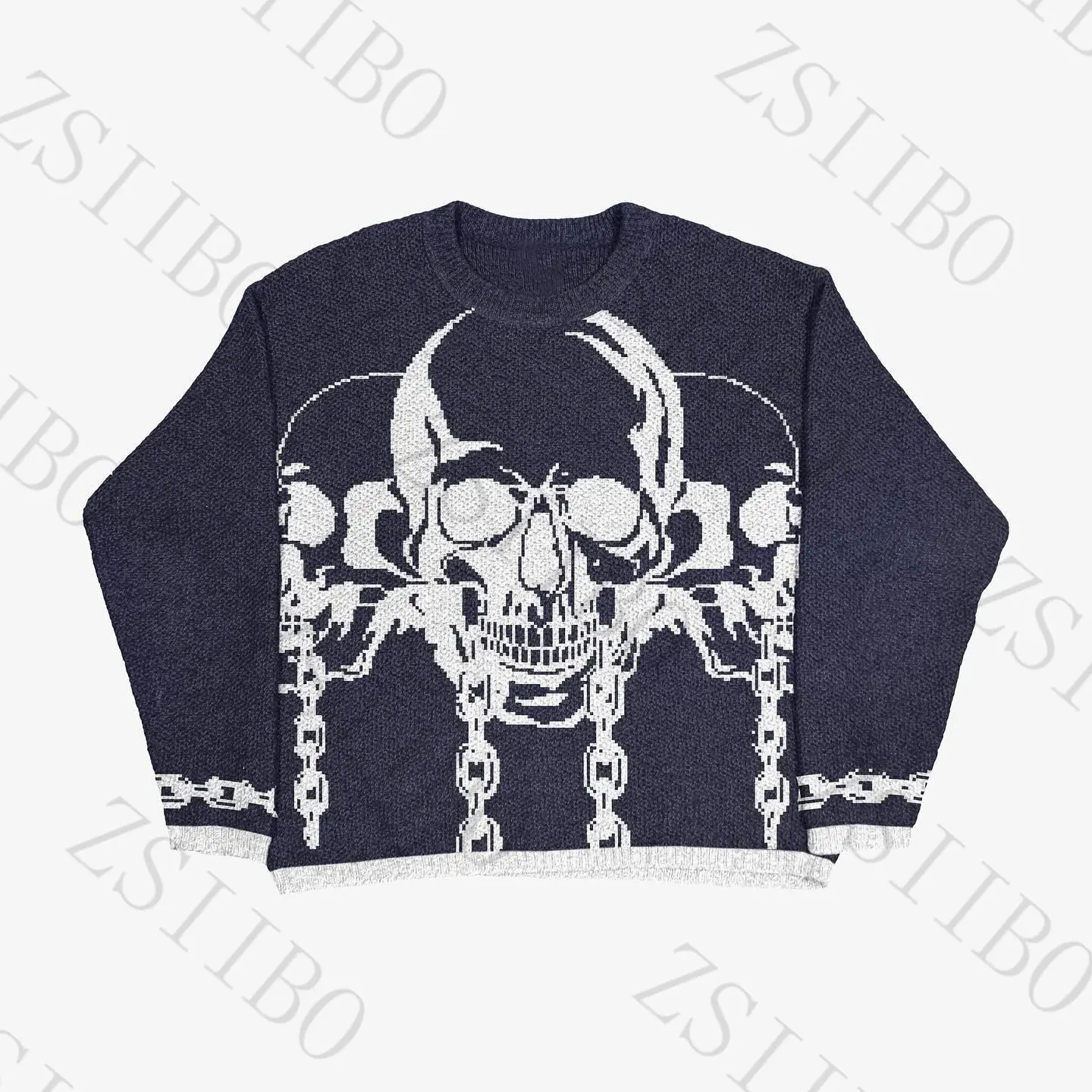 Maxct traf y2k Women's sweater pullover sweatshirt long sleeve winter vintage print pattern clothes hip hop oversize back school fit