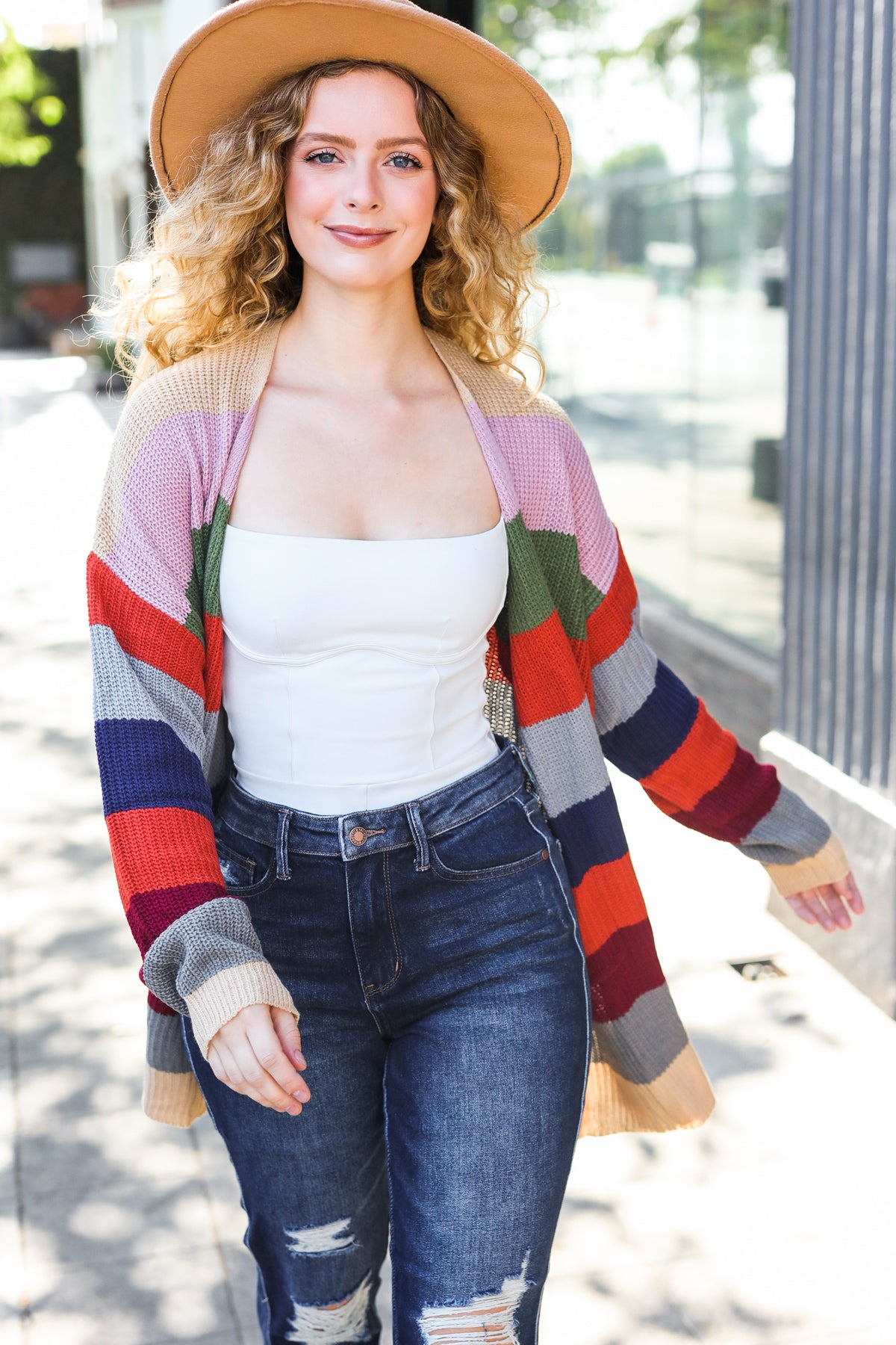 Maxct &Weekend Ready Multicolor Striped Slouchy Open Cardigan