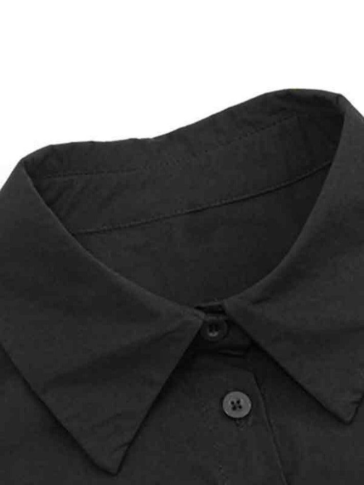 Maxct Cutout Chain Decor Lapel Long Sleeve Shirt