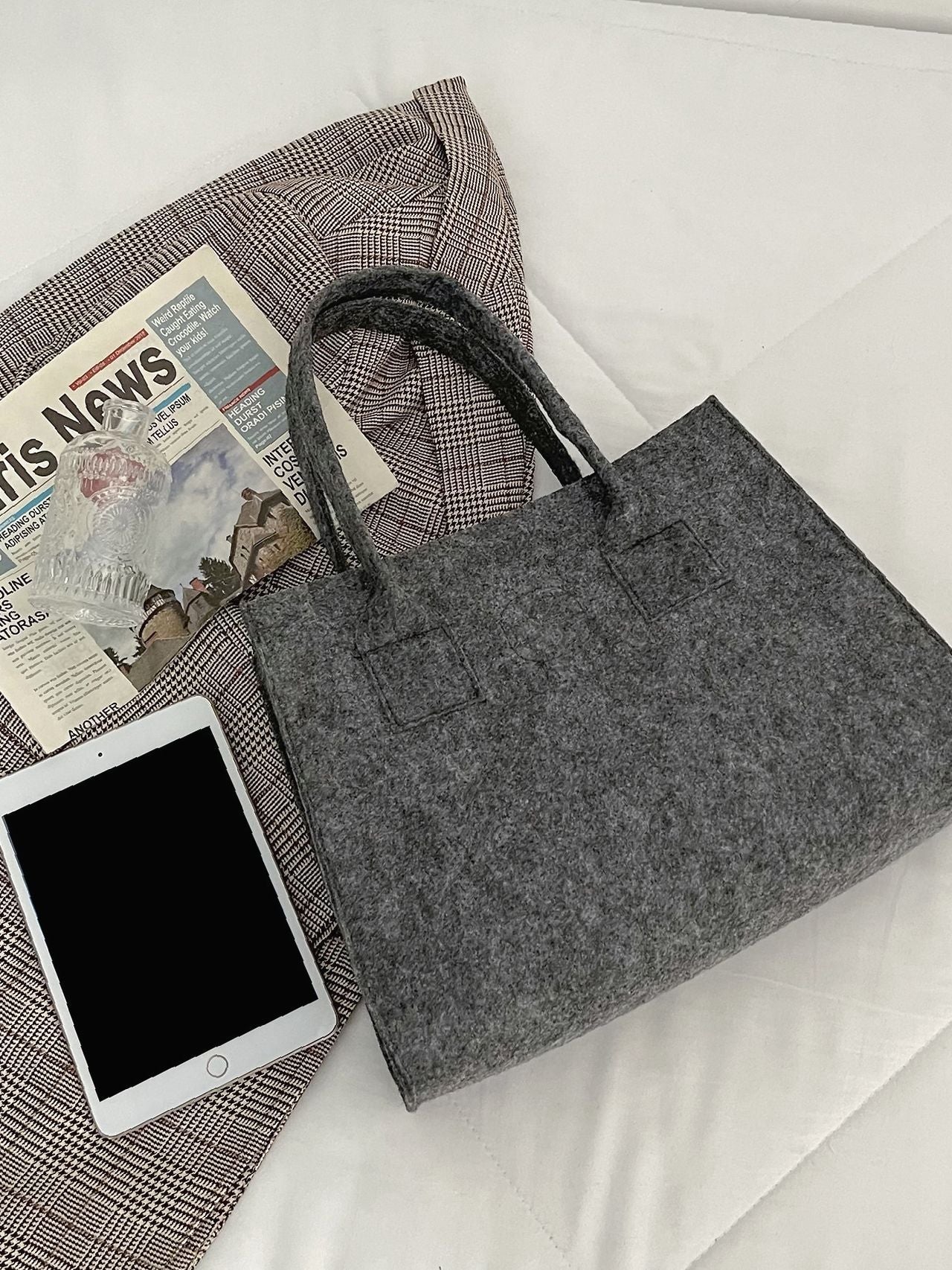 Maxct - Felt Vintage Design Top Handle Bag  - Women Tote Bags