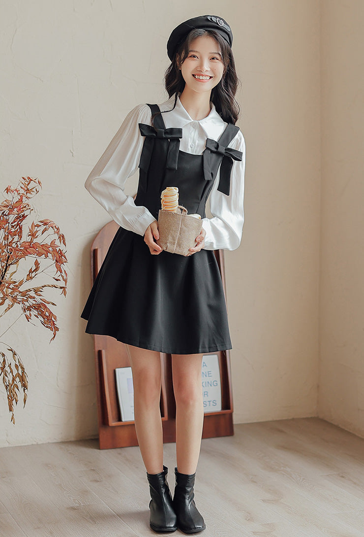 Little Bow Mini Pinafore Dress Set Maxct