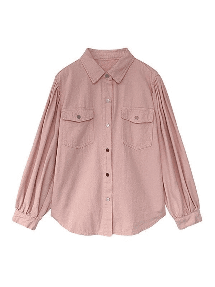 Maxct Pleated Oversized Long Sleeve Blouse