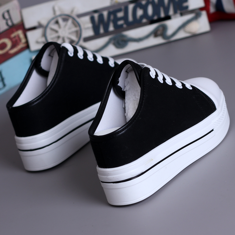 Slip-on Platform White Canvas Sneakers for Women