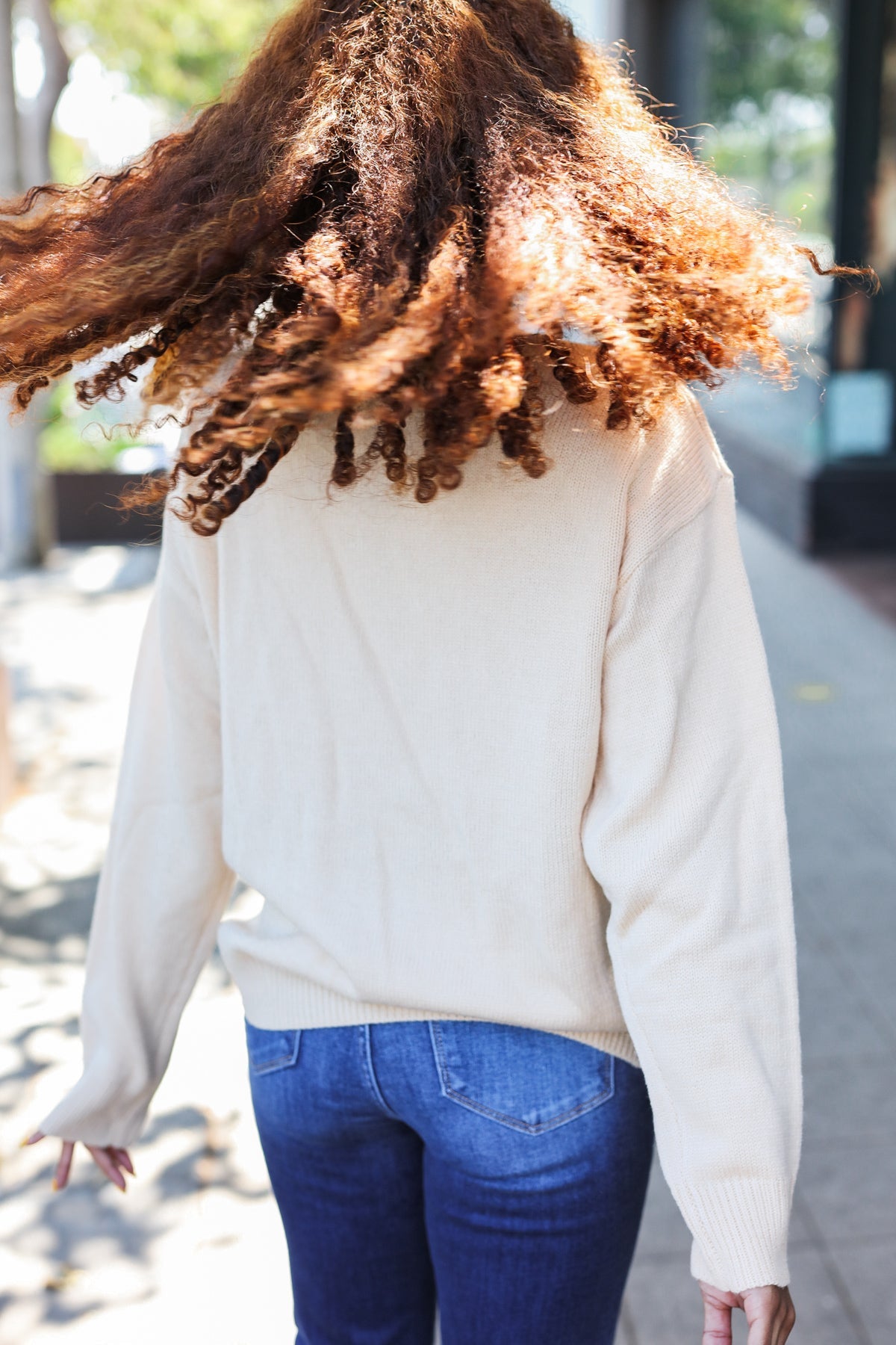 Maxct &Pumpkin Spice Metallic Yarn Embroidered Oversized Sweater
