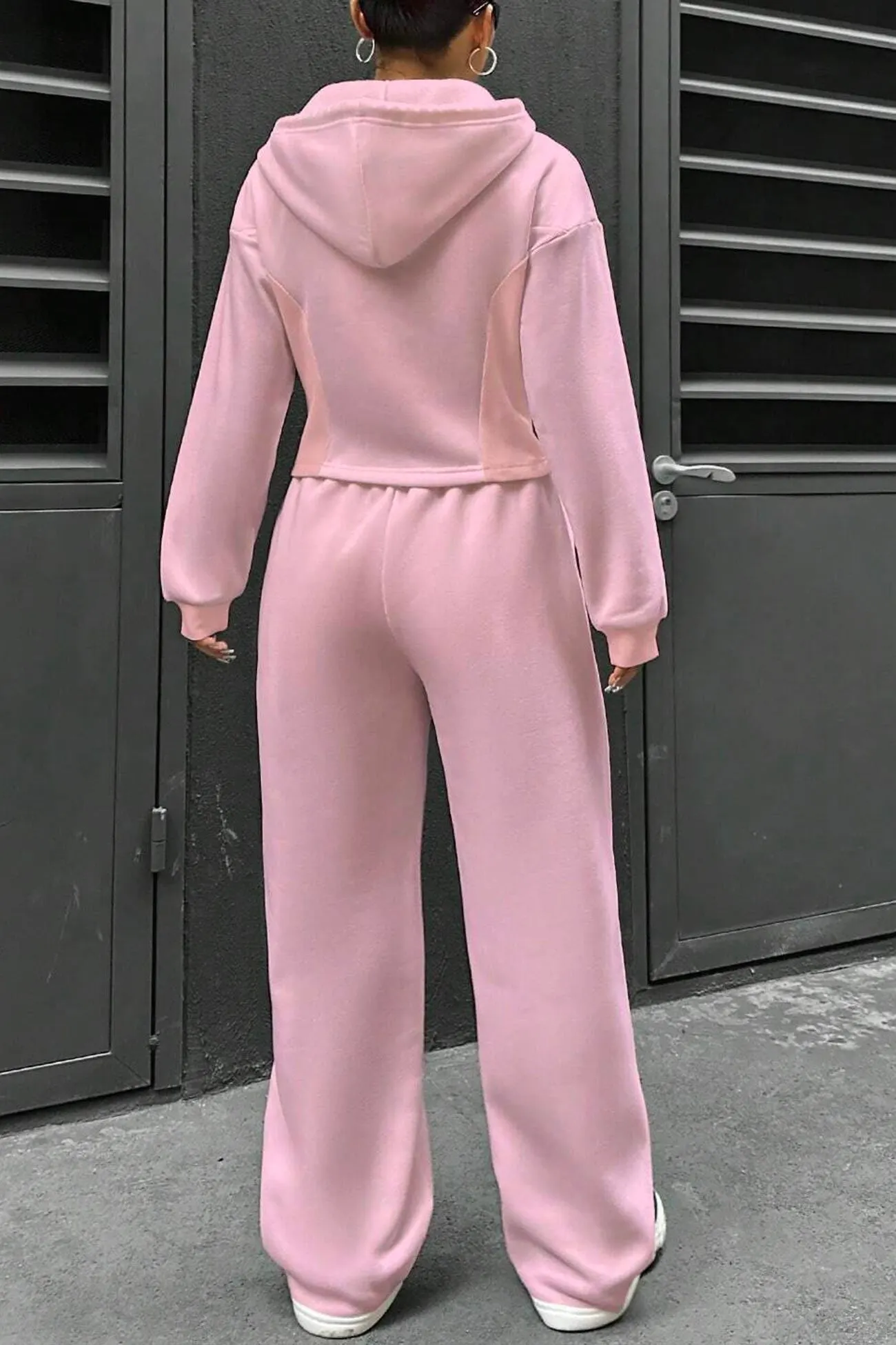 Maxct Solid Slim Fit Hoodie Pants Suits