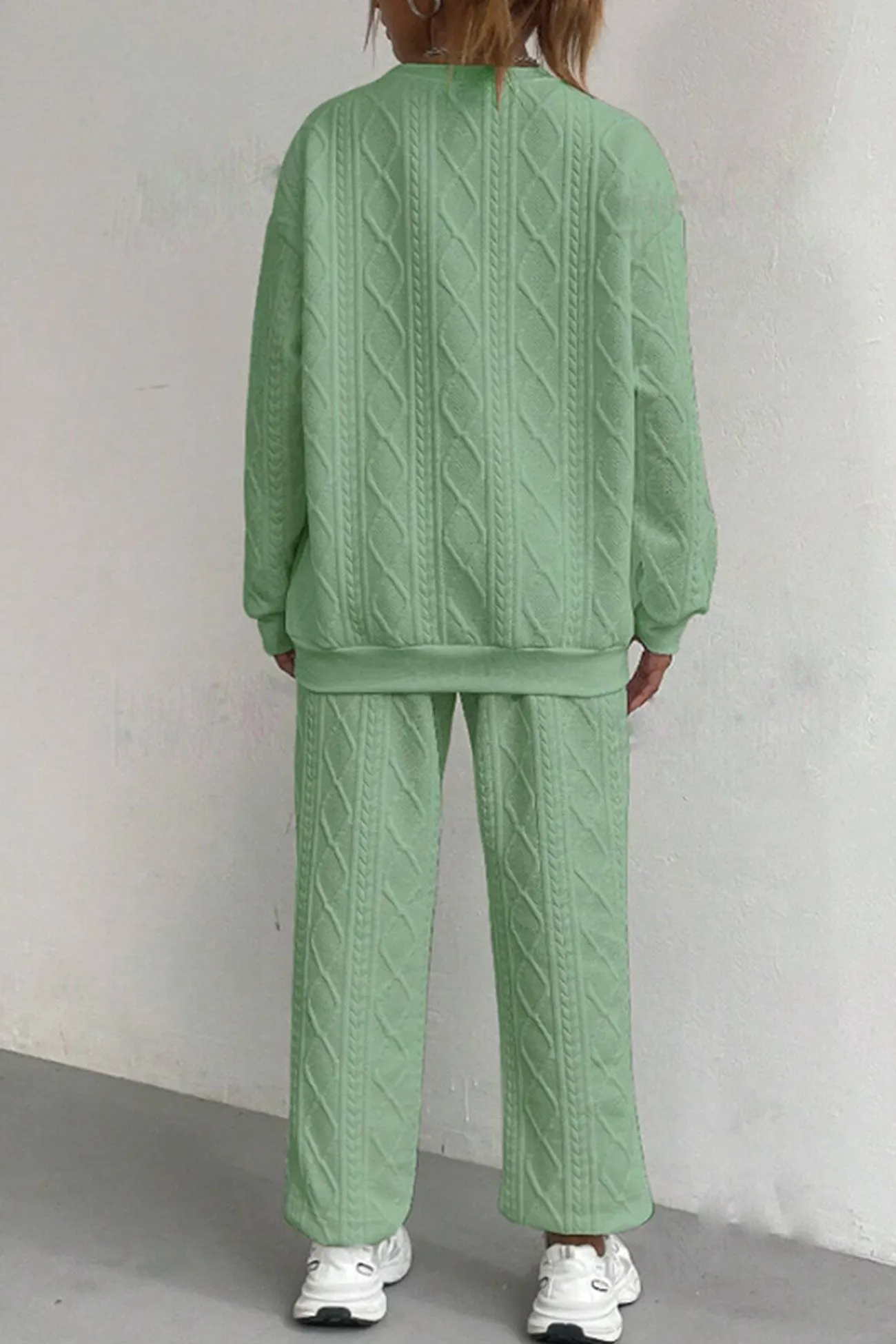 Maxct Cable Knit Crew Neck Sweatshirt Set