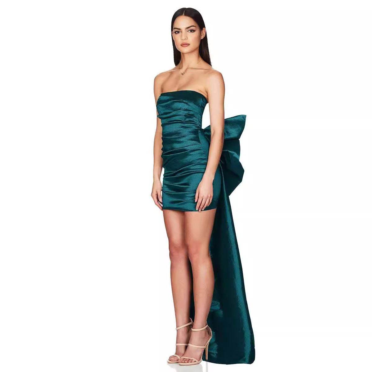 Maxct pirates vs sailors drees to impress European-Style New Tight Waist Slim Strap Backless Solid Color Bow Dress