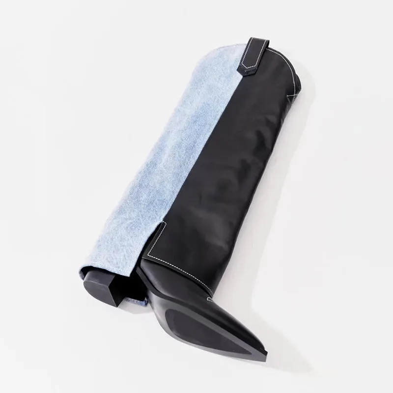Wide-Shaft Wedge Boots Riding Boots Maxct