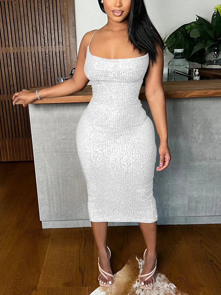 Sequins Spaghetti Strap Dresses Maxct