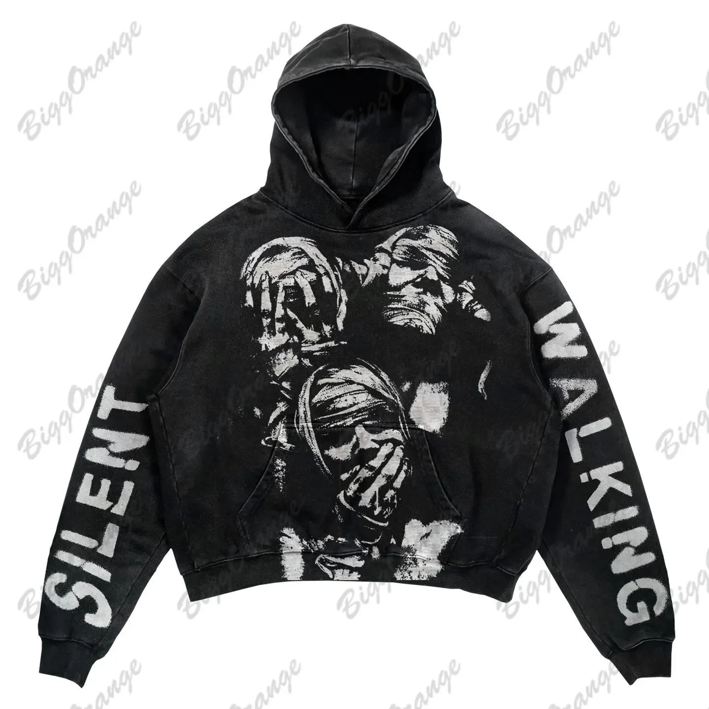 Maxct E-Commerce Black High Street Gothic Matta Mummy Sweater Street Casual Y2k Hoodie