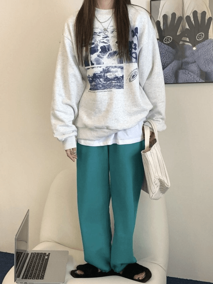 Maxct Landscape Print Crew Sweatshirt