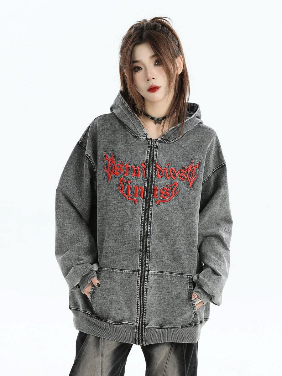 Maxct [Insstudios] Gothic Letter Logo Denim Jacket Na1631