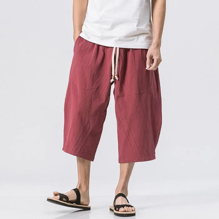 Maxct Cotton Linen Loose Harem Shorts
