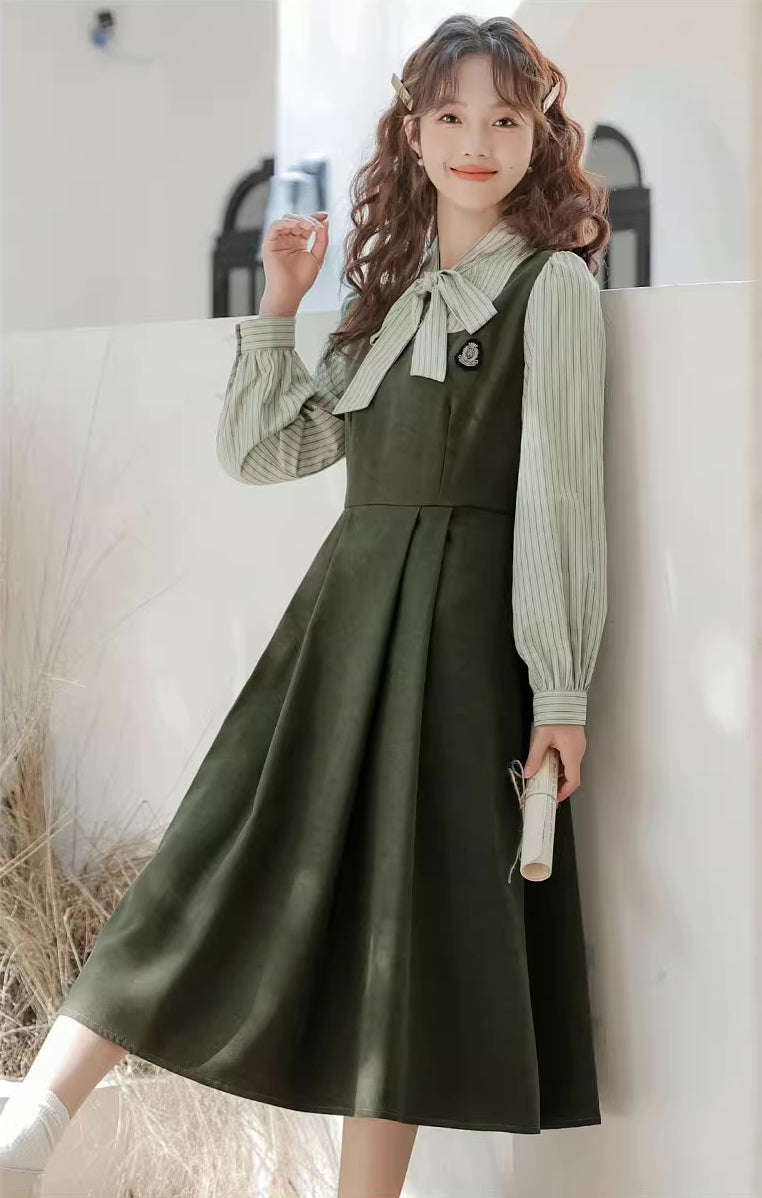 Stripe Academia Twofer Midi Dress Maxct