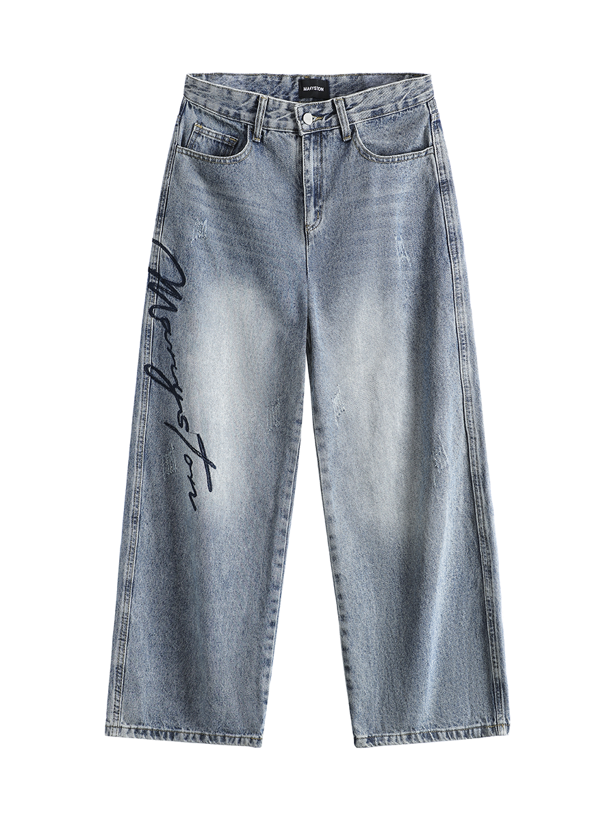 MANYSTON Logo Washed Jeans Maxct