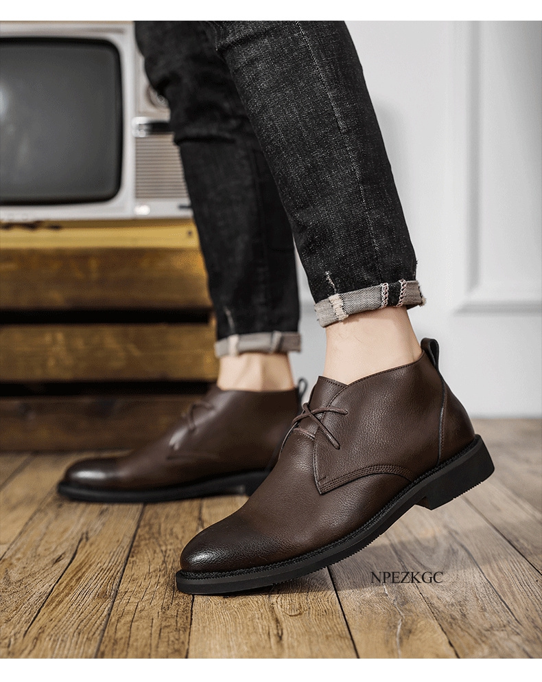 Men's Genuine Leather Casual Business Chelsea Boots - true deals club