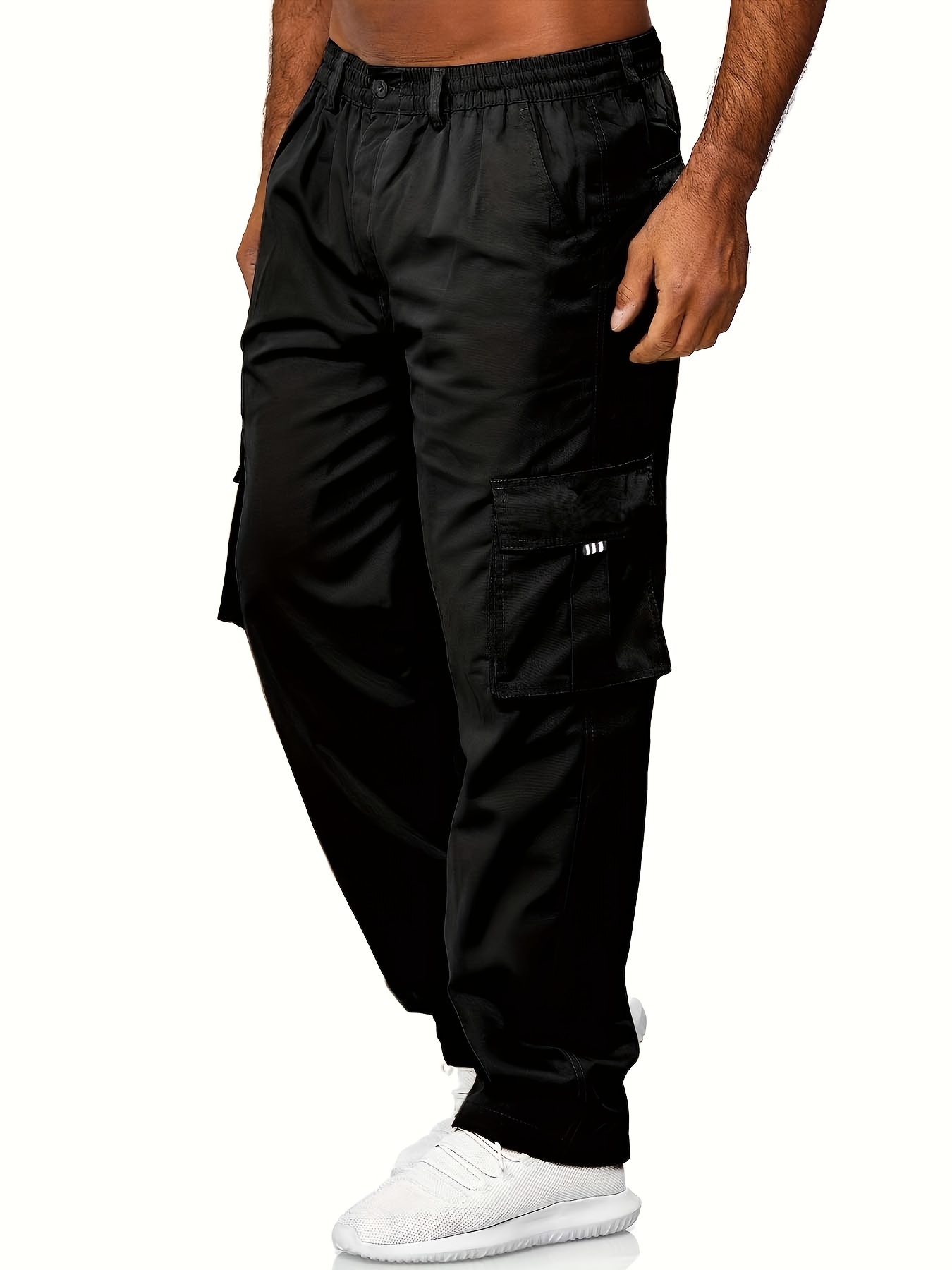 Men's Cargo Pants Casual Loose Fit Straight Leg Pants With Flap Pockets