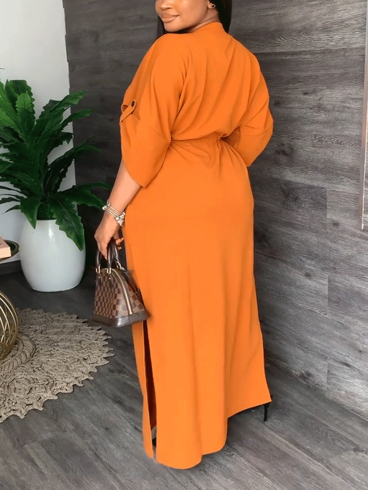 V Neck Waist Maxi Dress Maxct