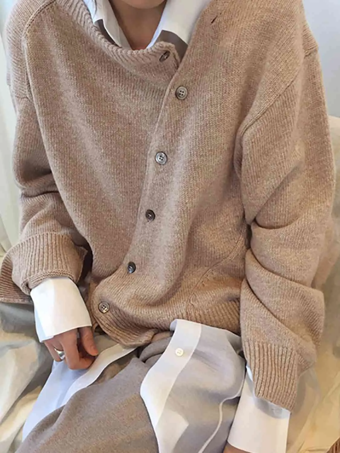 Maxct &Dropped Shoulder Buttoned Cardigan