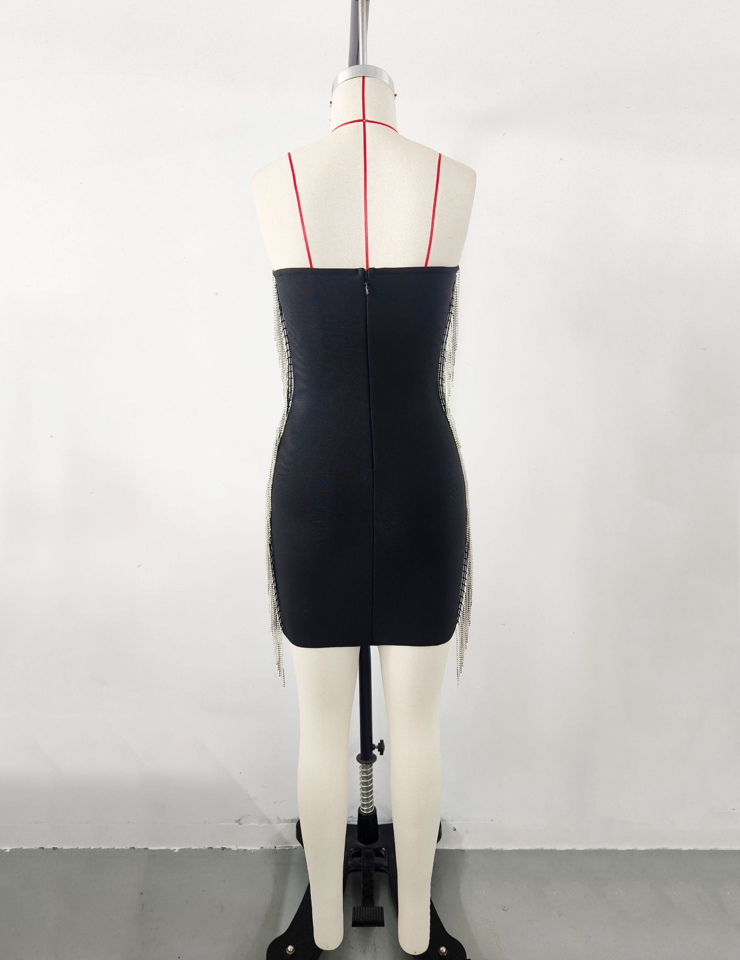 Women's Summer Women 2024 Diamond Tassel Strapless Bandage Dress Sexy Party Dress