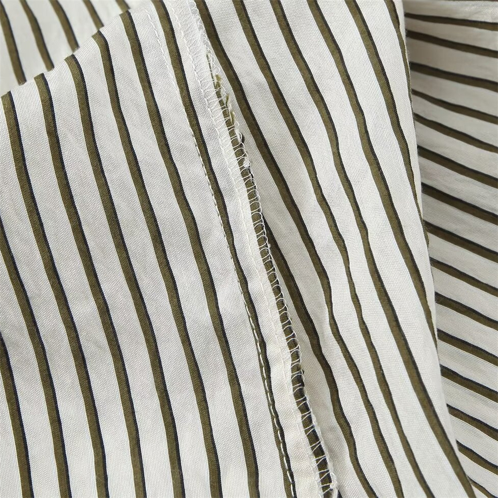Autumn New Product Women's Fashion Temperament Striped Long Sleeve Flip Collar Simple Casual Shirt
