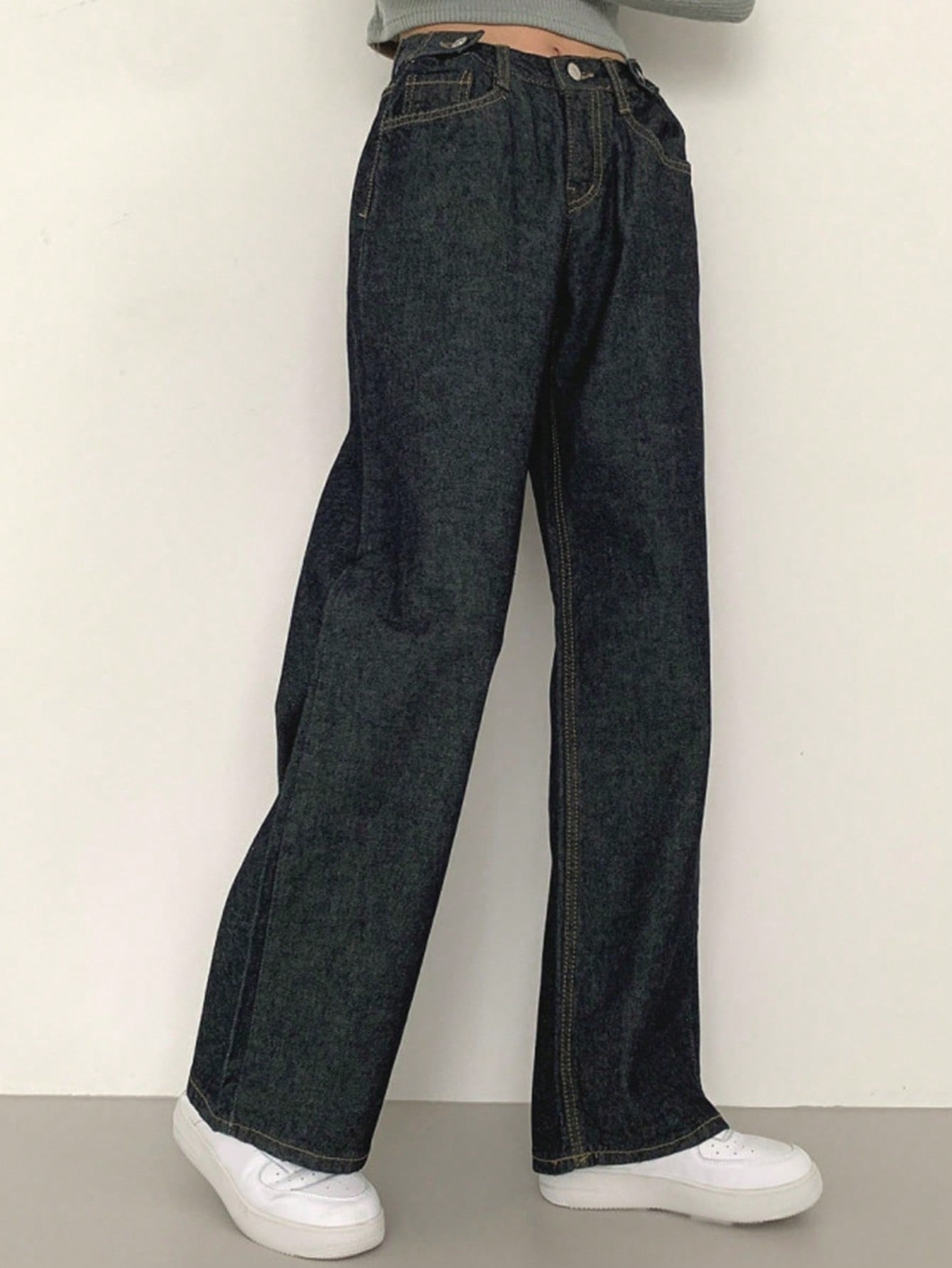 Maxct Women's Loose Fit Wide Leg Casual Denim Pants With Pockets