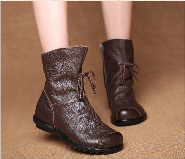 Retro-Style Handmade Leather Boots for Women - true-deals-club