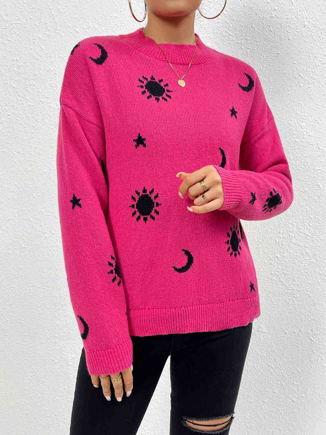 Maxct &Patterned Drop Shoulder Sweater