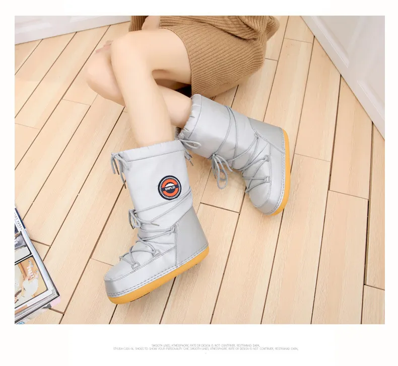 Winter Non-Slip Mid-Calf Slip-on Snow Boots for Women