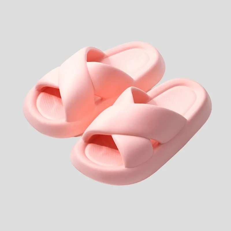 Cross Design Platform Slide Sandals for Women Maxct