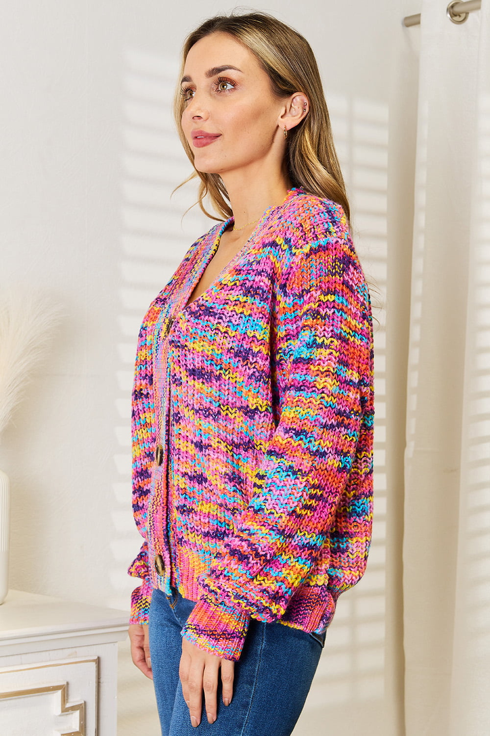 Maxct &Angel Wings Woven Right V-Neck Long Sleeve Cardigan