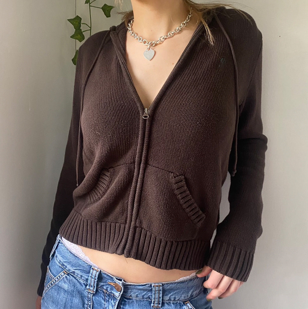 Maxct Slim Zipper Casual Hooded Sweater