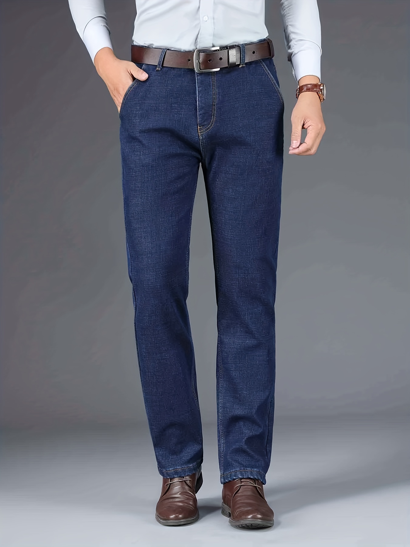 Chic Jeans For Business, Men's Semi-formal Stretch Dress Pants For All Seasons, Father's Gift