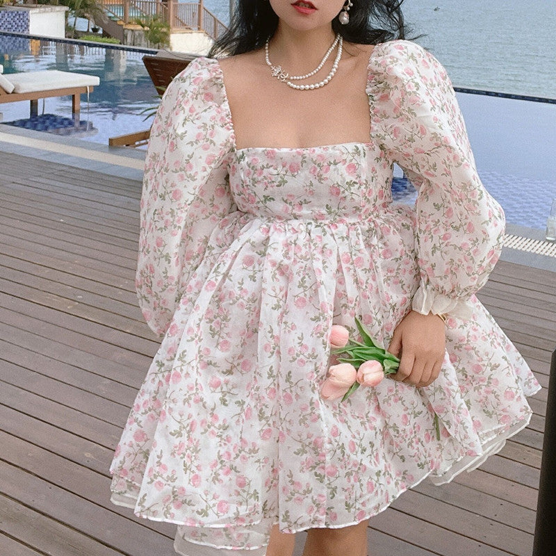 Rose Tea Reversible Mini Puff Dress Maxct
