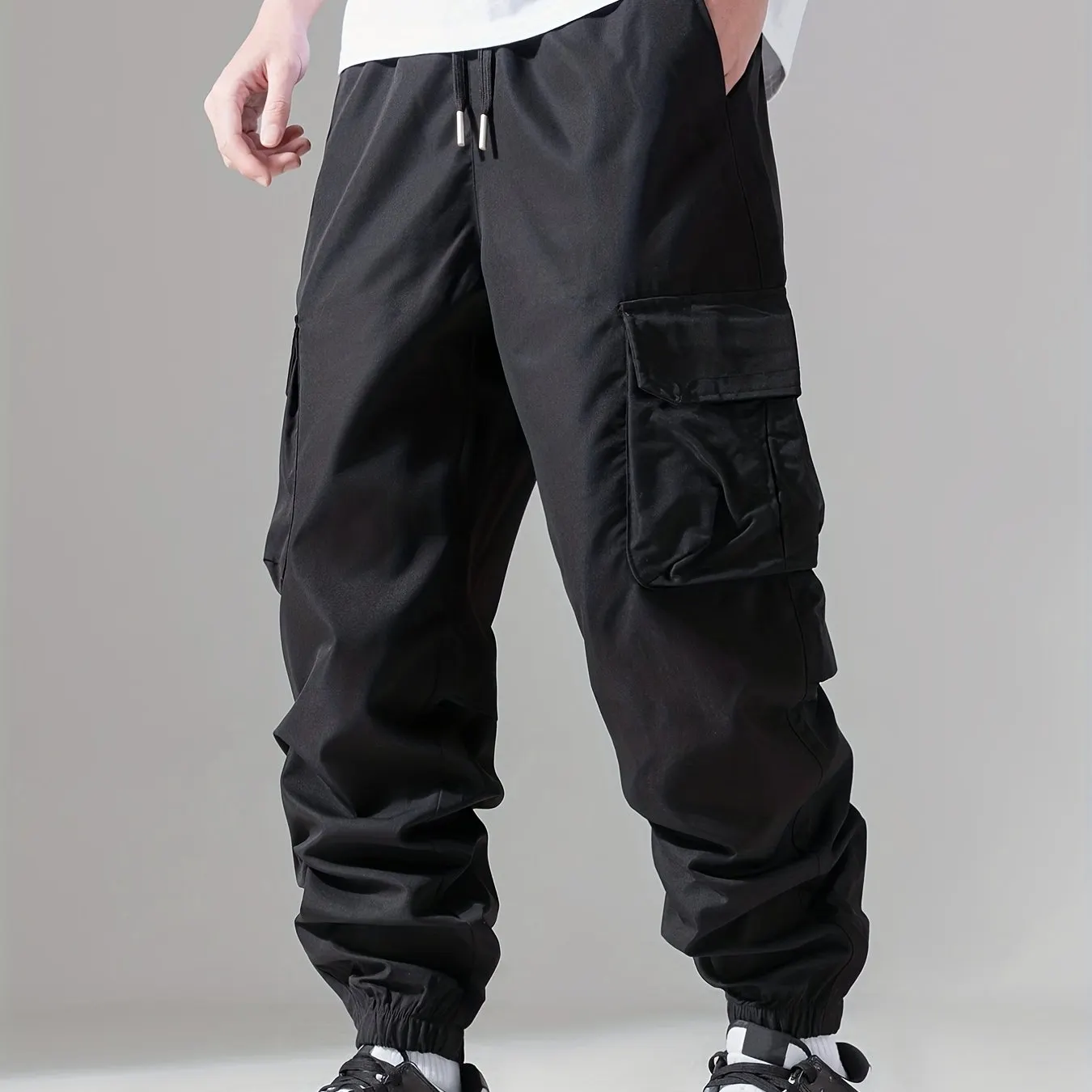 Maxct  Casual Loose Fit Multi-pocket Drawstring Cargo Pants, Men's Joggers For Spring And Fall Outdoor
