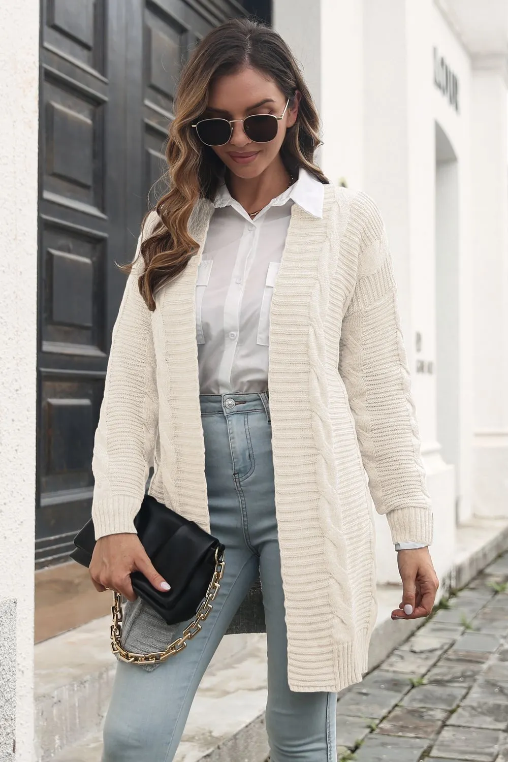 Maxct &Open Front Cable-Knit Cardigan