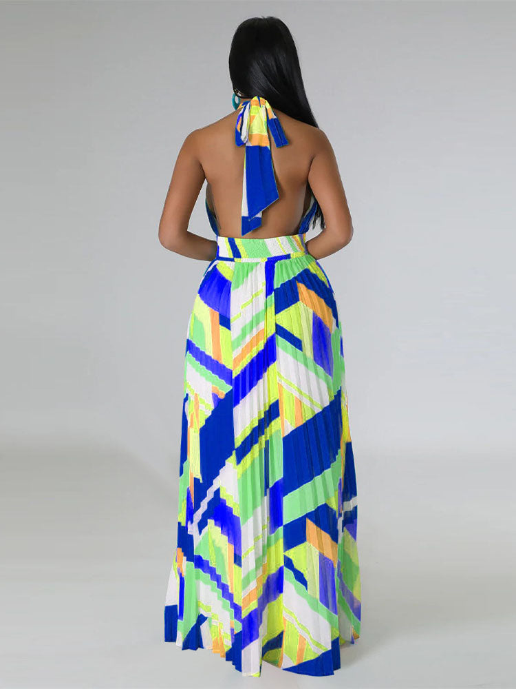 Halter Pleated Maxi Dress Maxct