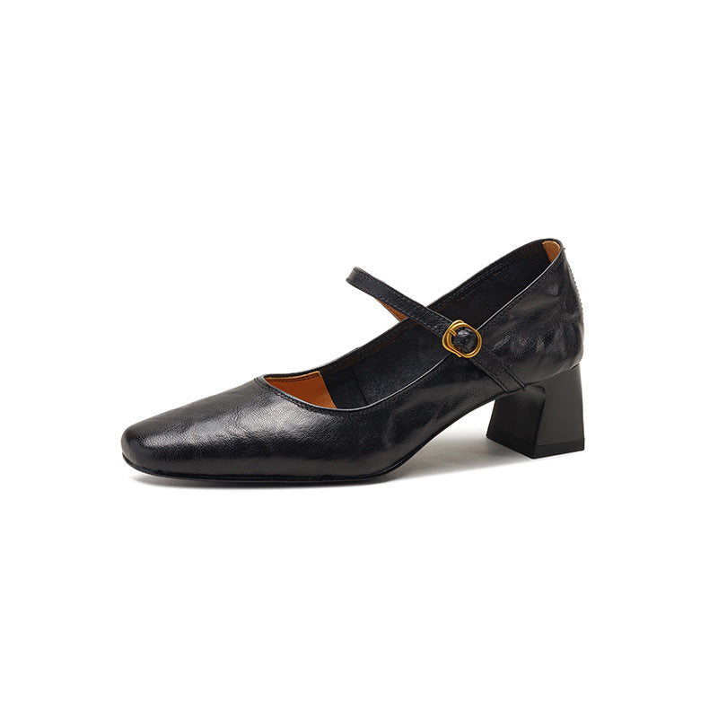 Retro Thick-Heeled One-Strap Mary Jane Shoes Maxct