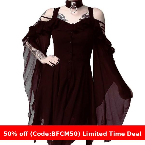 Maxct winter outfits men Ebay5 Color Size 8 Sling off-the-Shoulder Large Swing Sleeve Irregular Button Dress